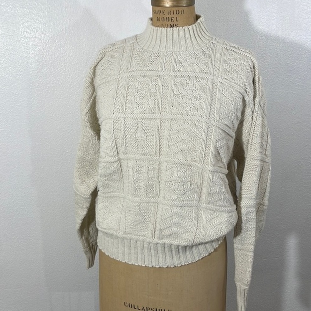 Vintage Fall River beige, mock turtleneck sweater
